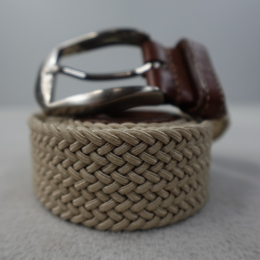 Martin Dingman Belt Mens 36 Tan Braided Woven Stretch Brown Leather Golf Preppy